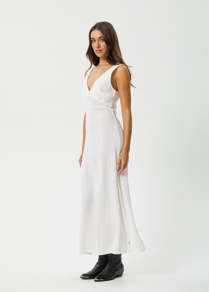 Affend Womens Focus - Seersucker Maxi Dress - White