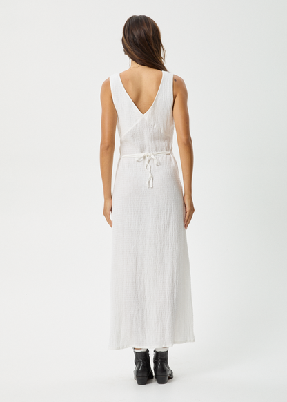 Affend Womens Focus - Seersucker Maxi Dress - White