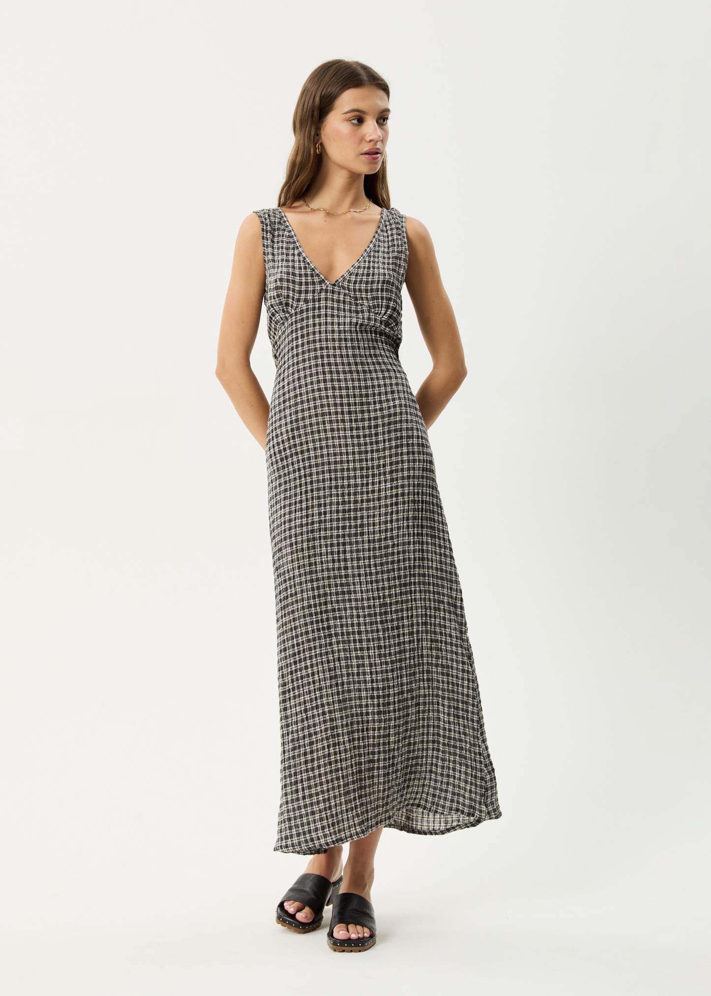 Affend Womens Asta - Seersucker Check Dress - Steel Check