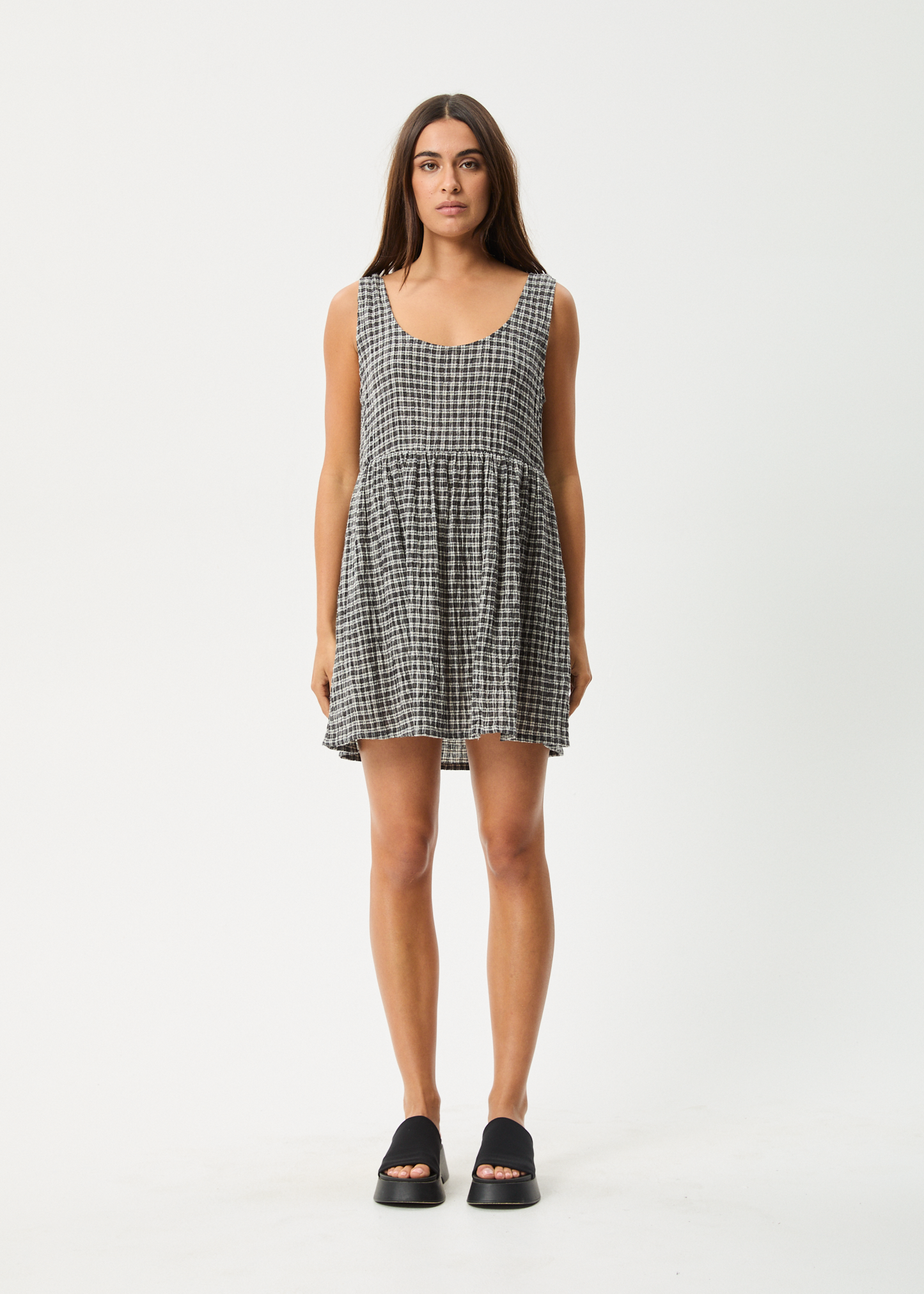 Affend Womens Asta Jesse - Seersucker Mini Dress - Steel Check