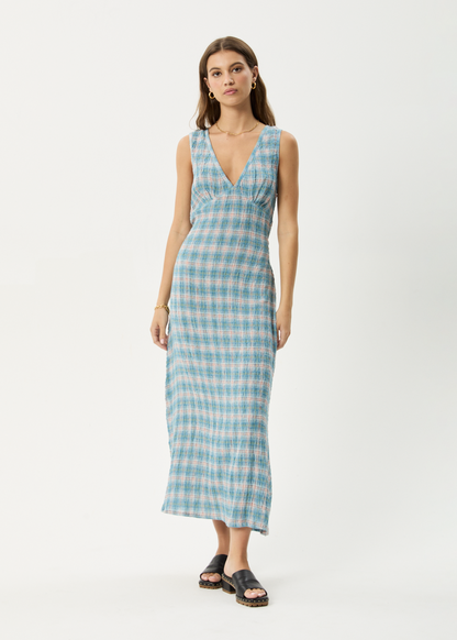 Affend Womens Position - Seersucker Check Maxi Dress - Lake Check