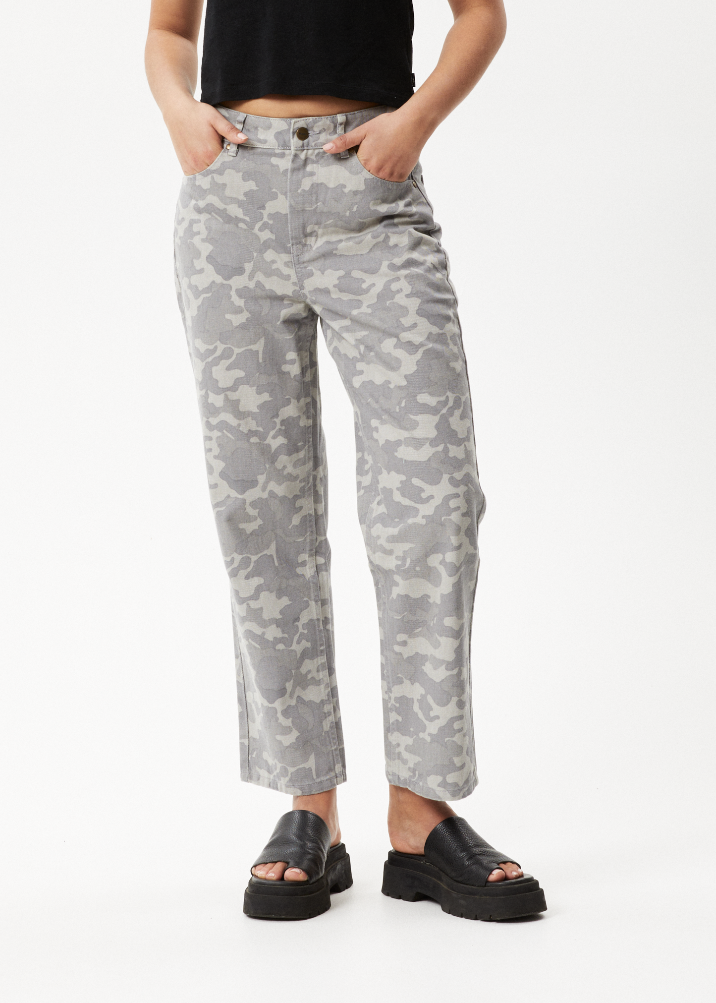 Affend Womens Cadet Shelby - Organic Denim Wide Leg Jean - Camo