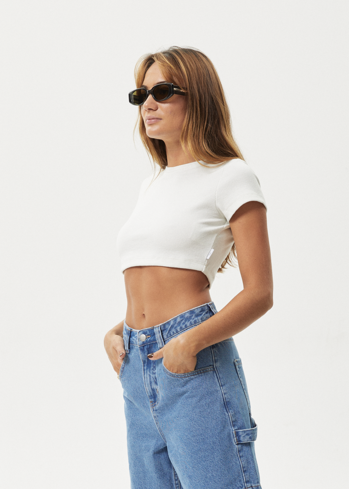 Affend Womens Abbie - Ribbed Cropped T-Shirt - Off White