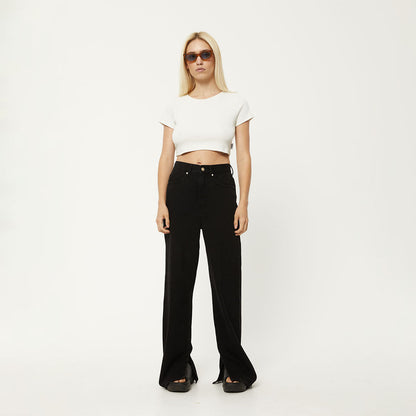 Affend Womens Abbie - Ribbed Cropped T-Shirt - Off White