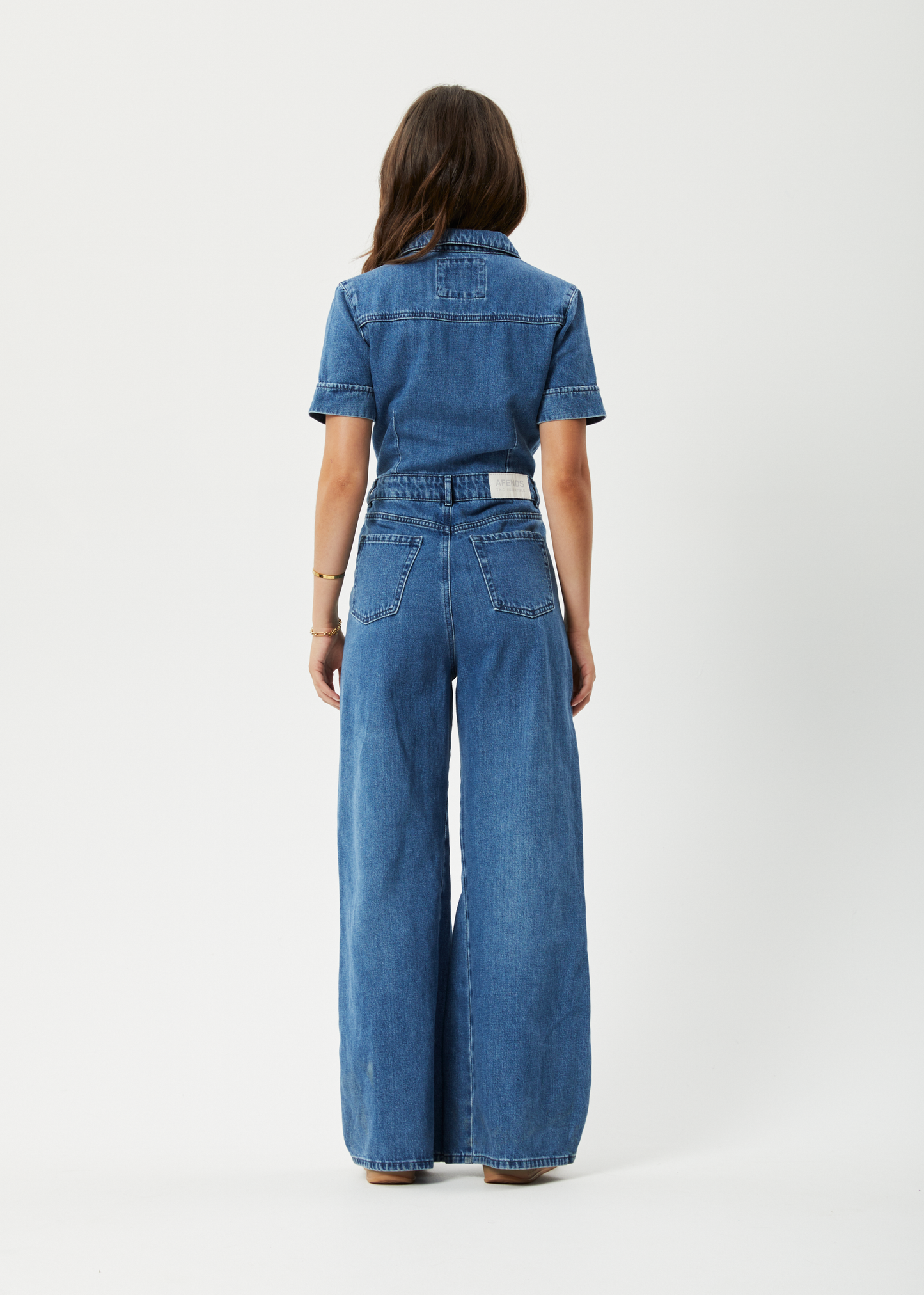 Affend Womens Miami - Denim Flared Jumpsuit - Authentic Blue