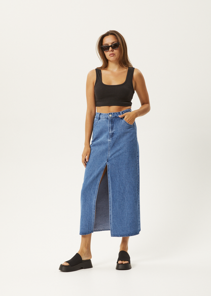 Affend Womens Ayla - Denim Maxi Skirt - Worn Blue