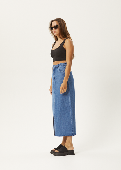 Affend Womens Ayla - Denim Maxi Skirt - Worn Blue