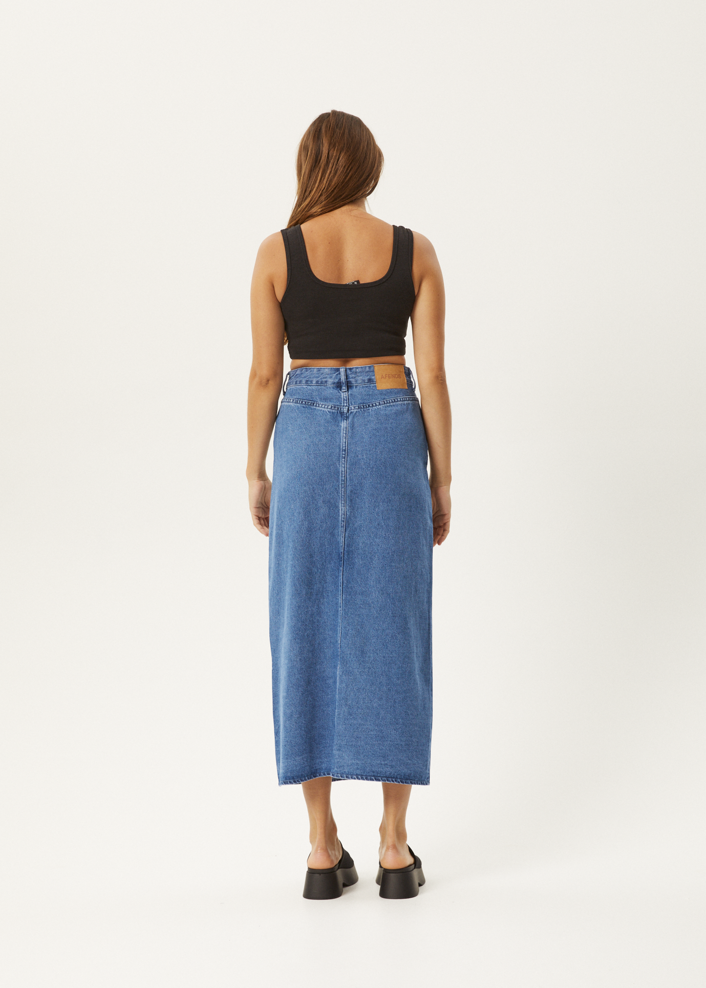 Affend Womens Ayla - Denim Maxi Skirt - Worn Blue