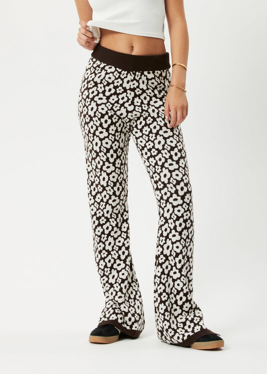 Affend Womens Alohaz - Knit Floral Pant - Coffee