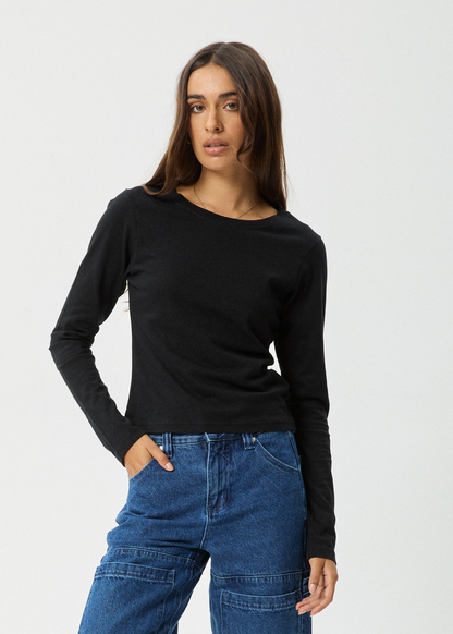 Affend Womens Elevate - Long Sleeve T-Shirt - Black