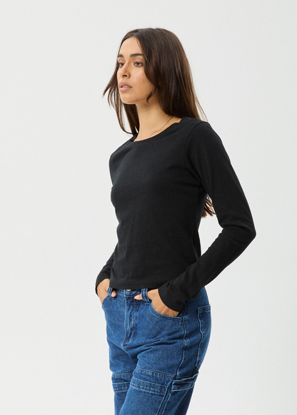 Affend Womens Elevate - Long Sleeve T-Shirt - Black