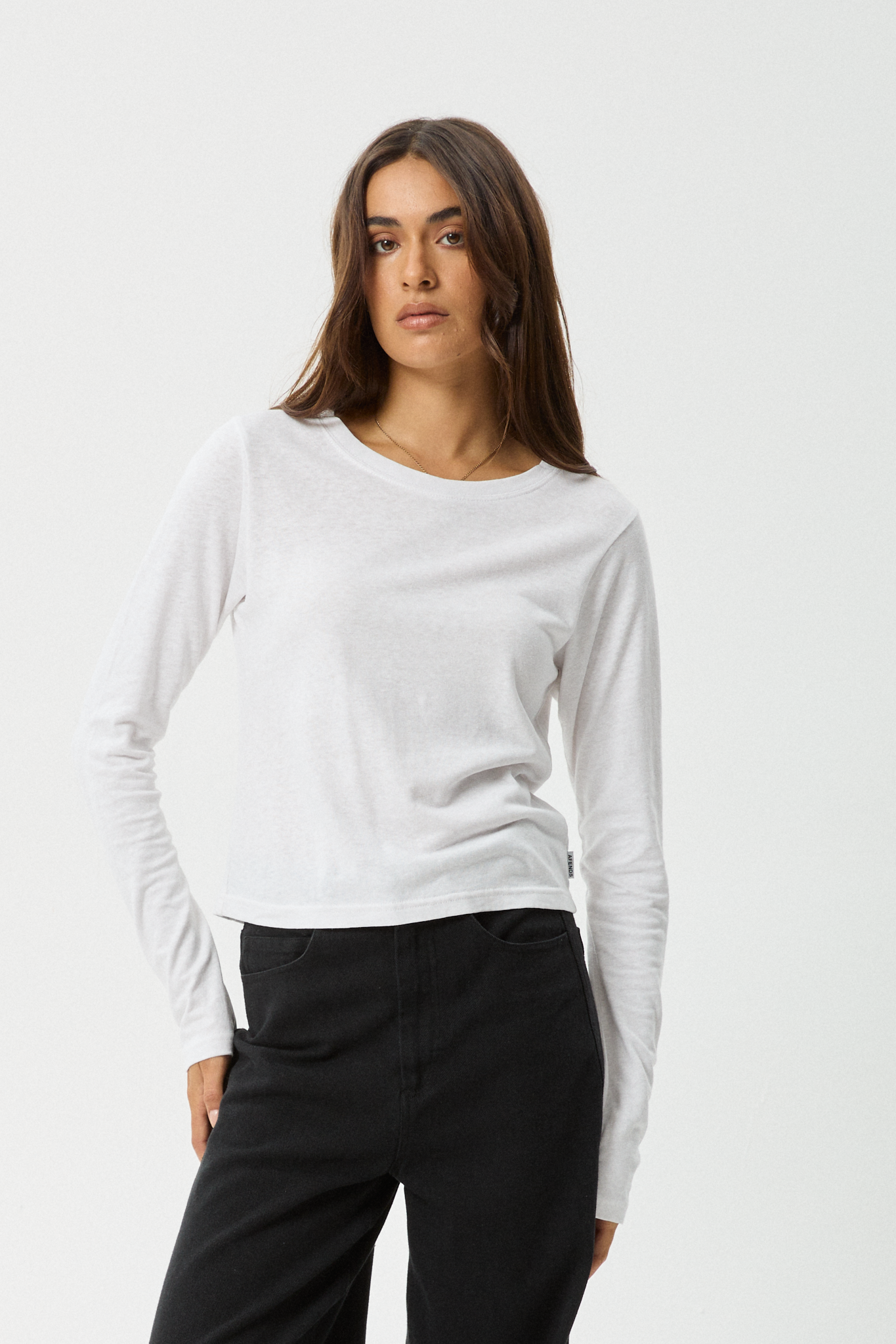 Affend Womens Elevate - Long Sleeve T-Shirt - White