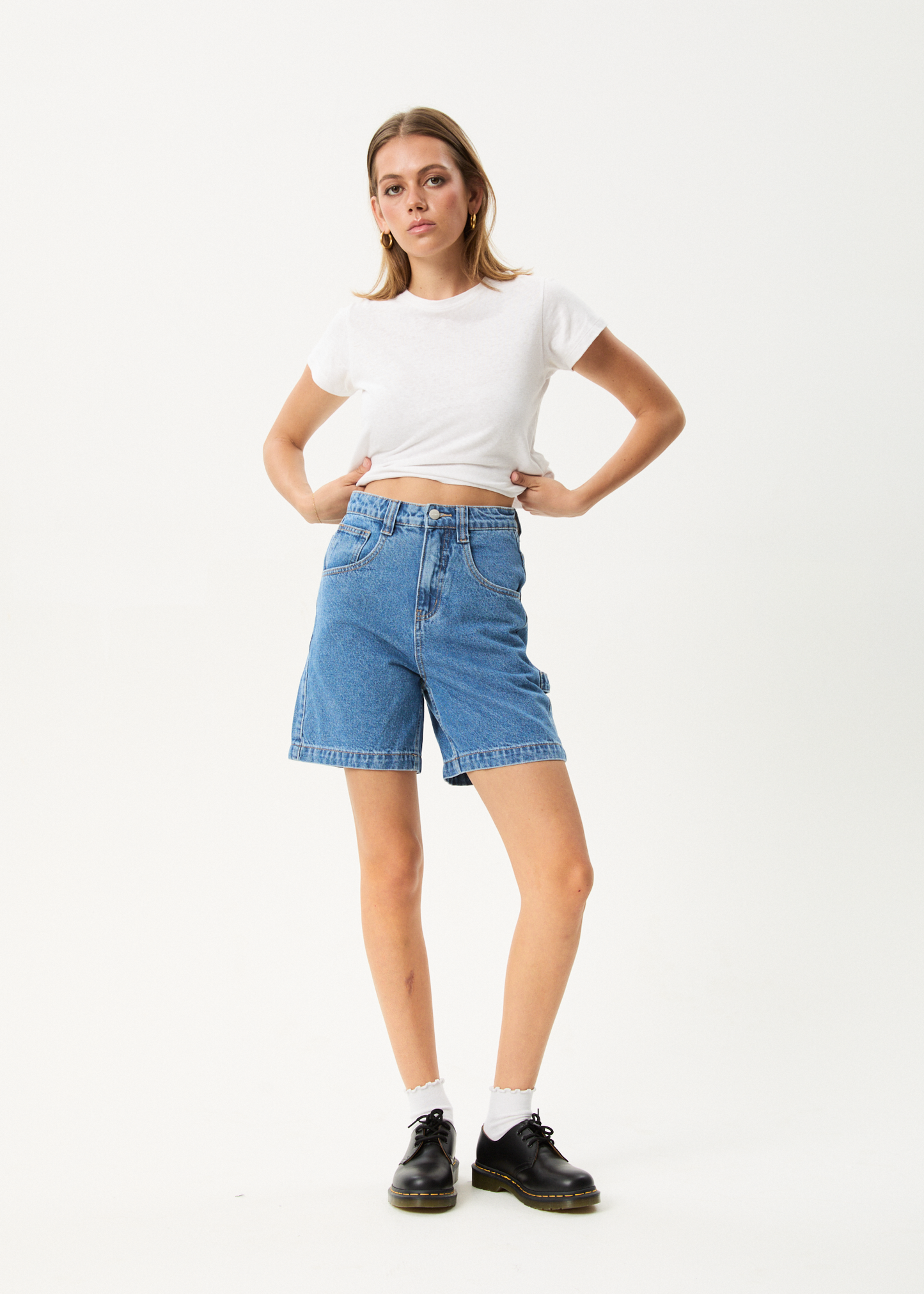 Affend Womens Emilie - Denim Workwear Short - Worn Blue