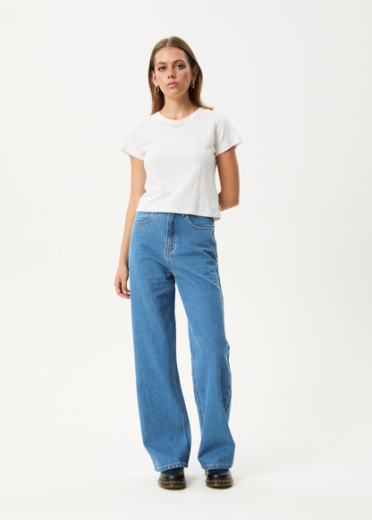 Affend Womens Bella - Denim Wide Leg Baggy Jean - Worn Blue