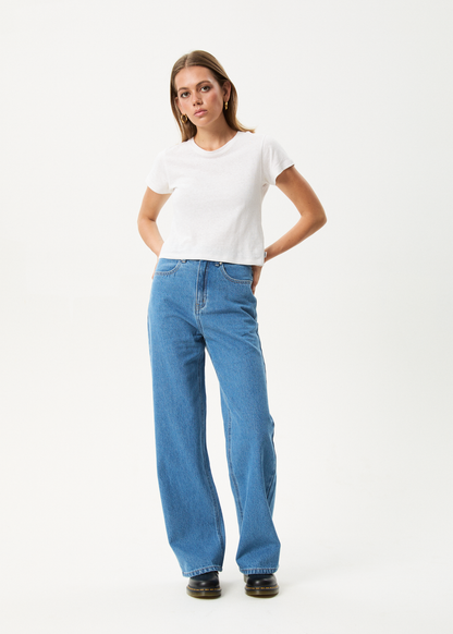 Affend Womens Bella - Denim Wide Leg Baggy Jean - Worn Blue