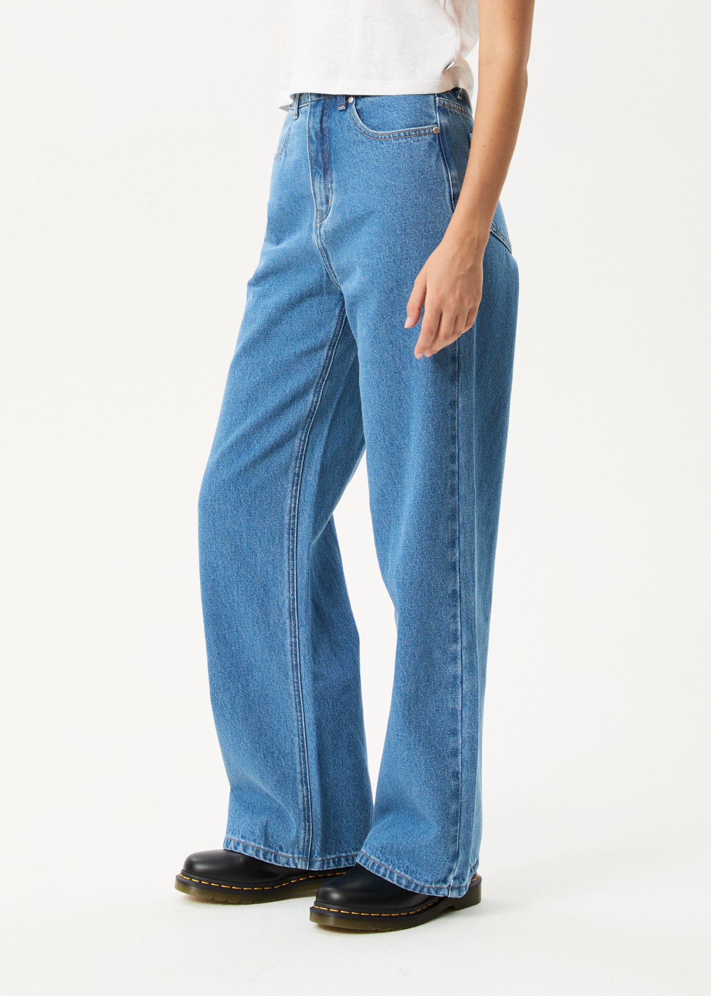 Affend Womens Bella - Denim Wide Leg Baggy Jean - Worn Blue