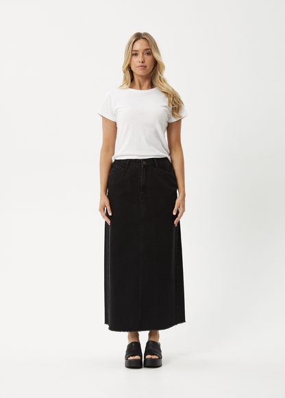 Affend Womens Chichi - Denim Midi Skirt - Washed Black