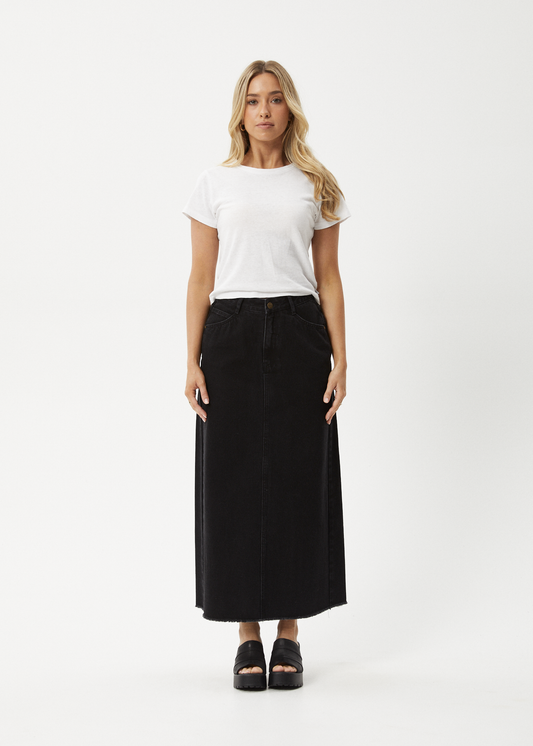 Affend Womens Chichi - Denim Midi Skirt - Washed Black