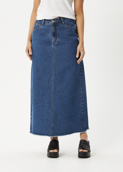 Affend Womens Chichi - Denim Midi Skirt - Authentic Blue