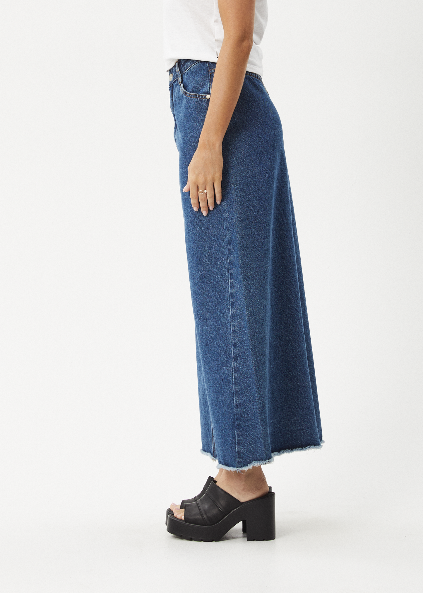 Affend Womens Chichi - Denim Midi Skirt - Authentic Blue