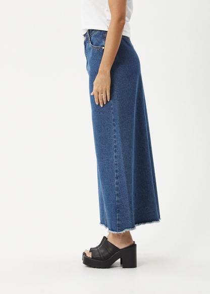 Affend Womens Chichi - Denim Midi Skirt - Authentic Blue