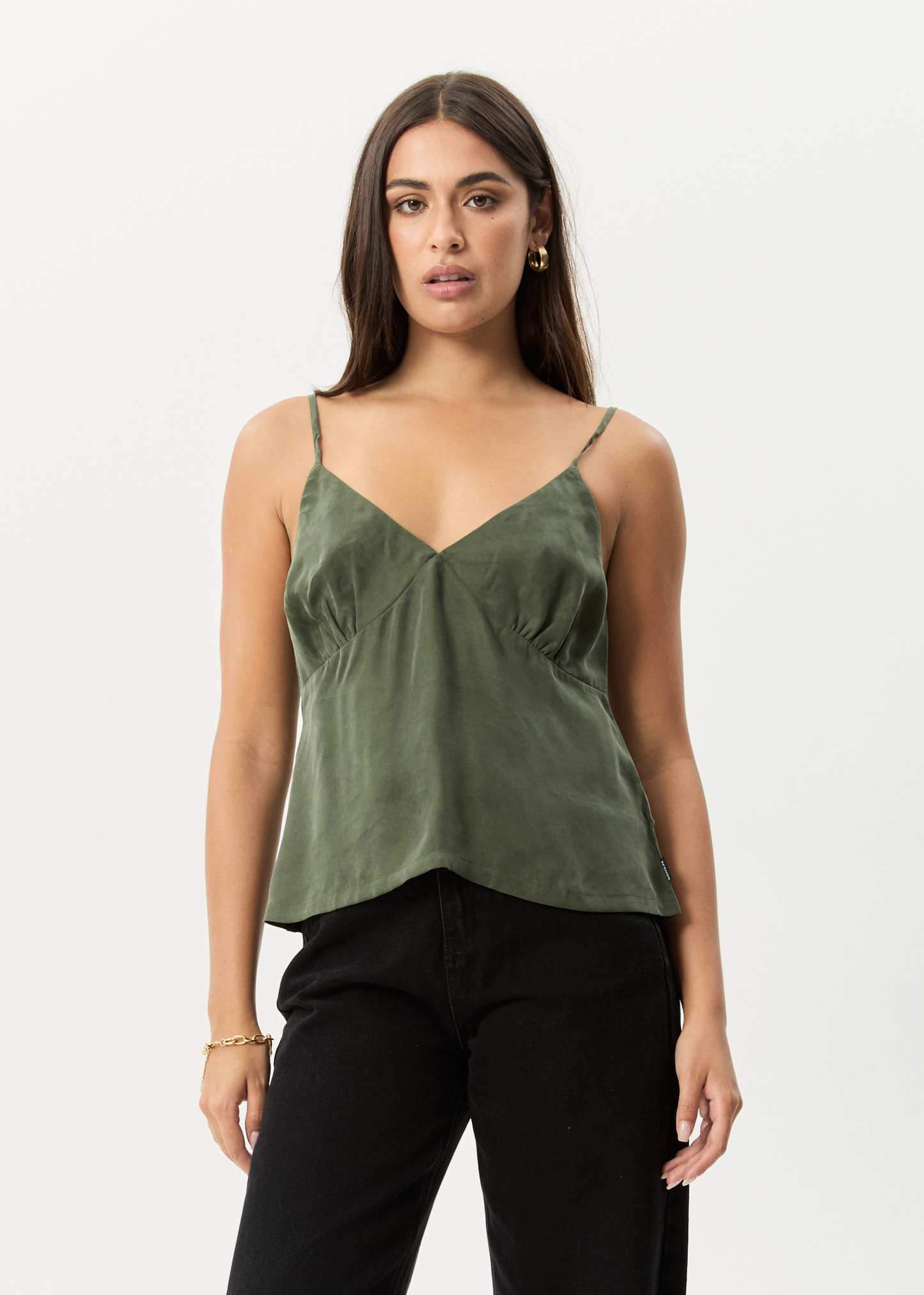 Affend Womens Gemma - Cupro Cami Top - Deep Green