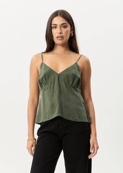 Affend Womens Gemma - Cupro Cami Top - Deep Green