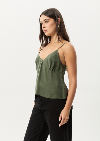 Affend Womens Gemma - Cupro Cami Top - Deep Green