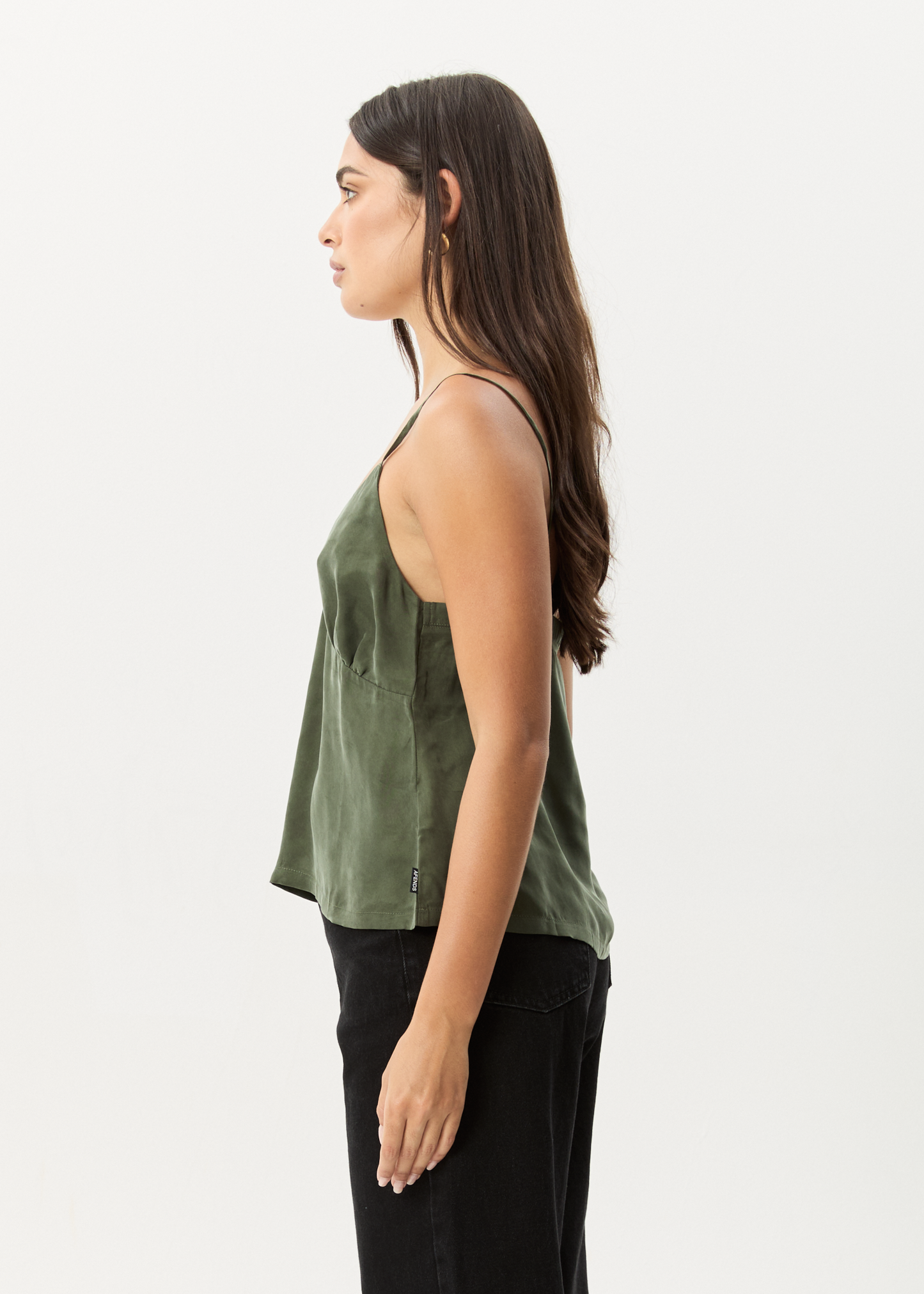 Affend Womens Gemma - Cupro Cami Top - Deep Green