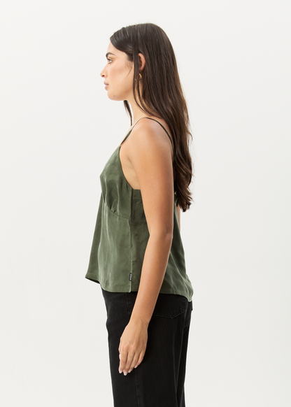 Affend Womens Gemma - Cupro Cami Top - Deep Green