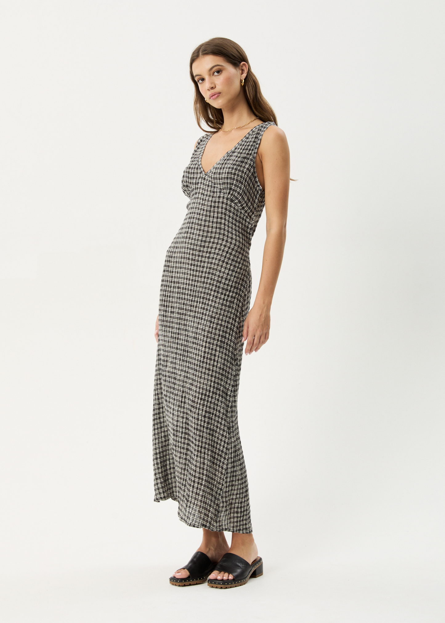 Affend Womens Asta - Seersucker Check Dress - Steel Check