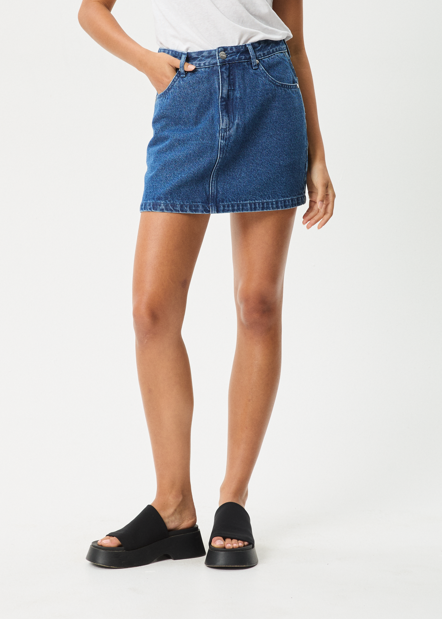 Affend Womens Georgia - Denim Mini Skirt - Authentic Blue