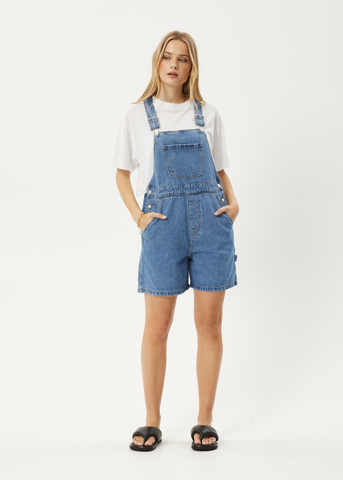 Affend Womens Lil Louis - Denim Overalls - Worn Blue