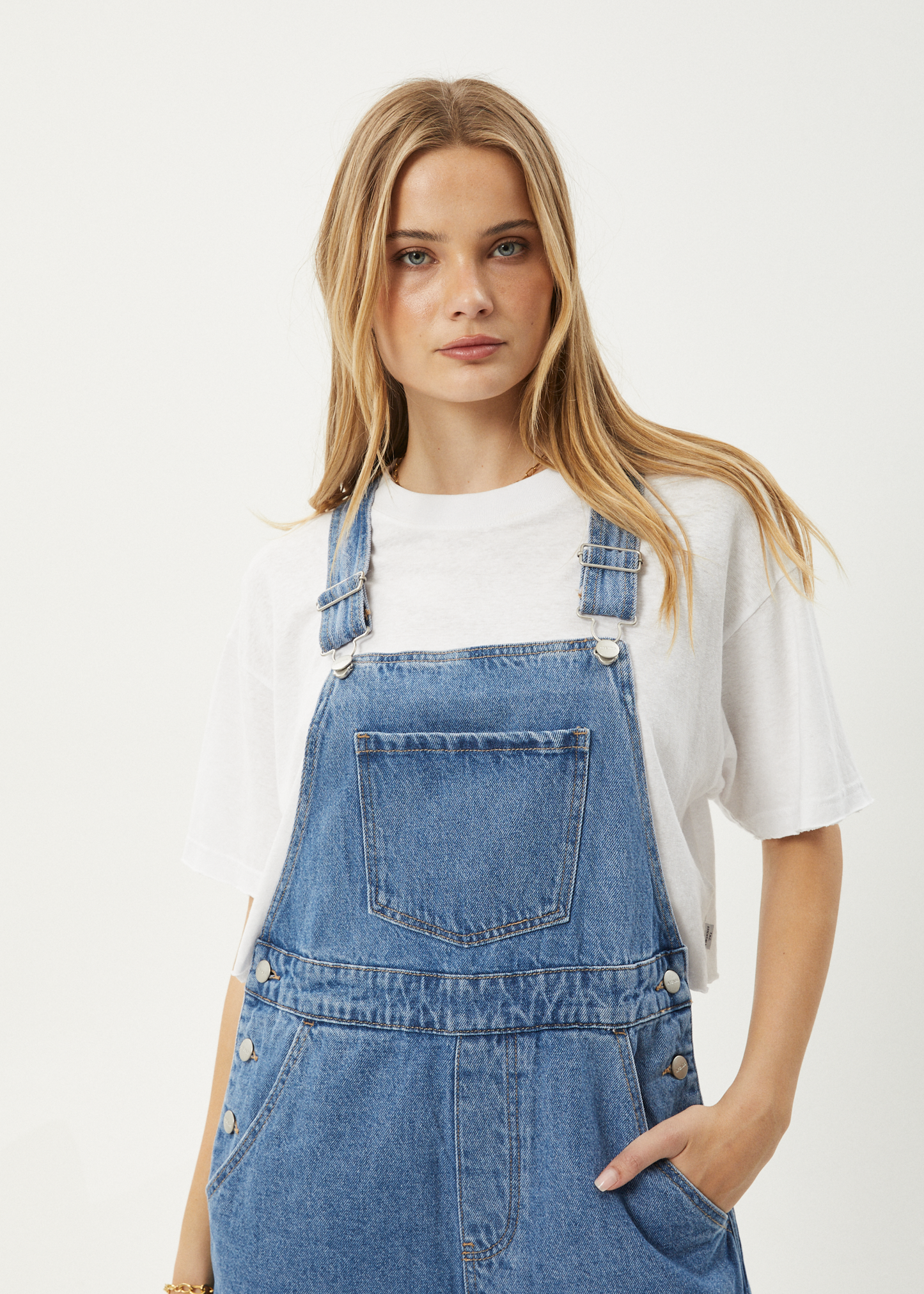 Affend Womens Lil Louis - Denim Overalls - Worn Blue