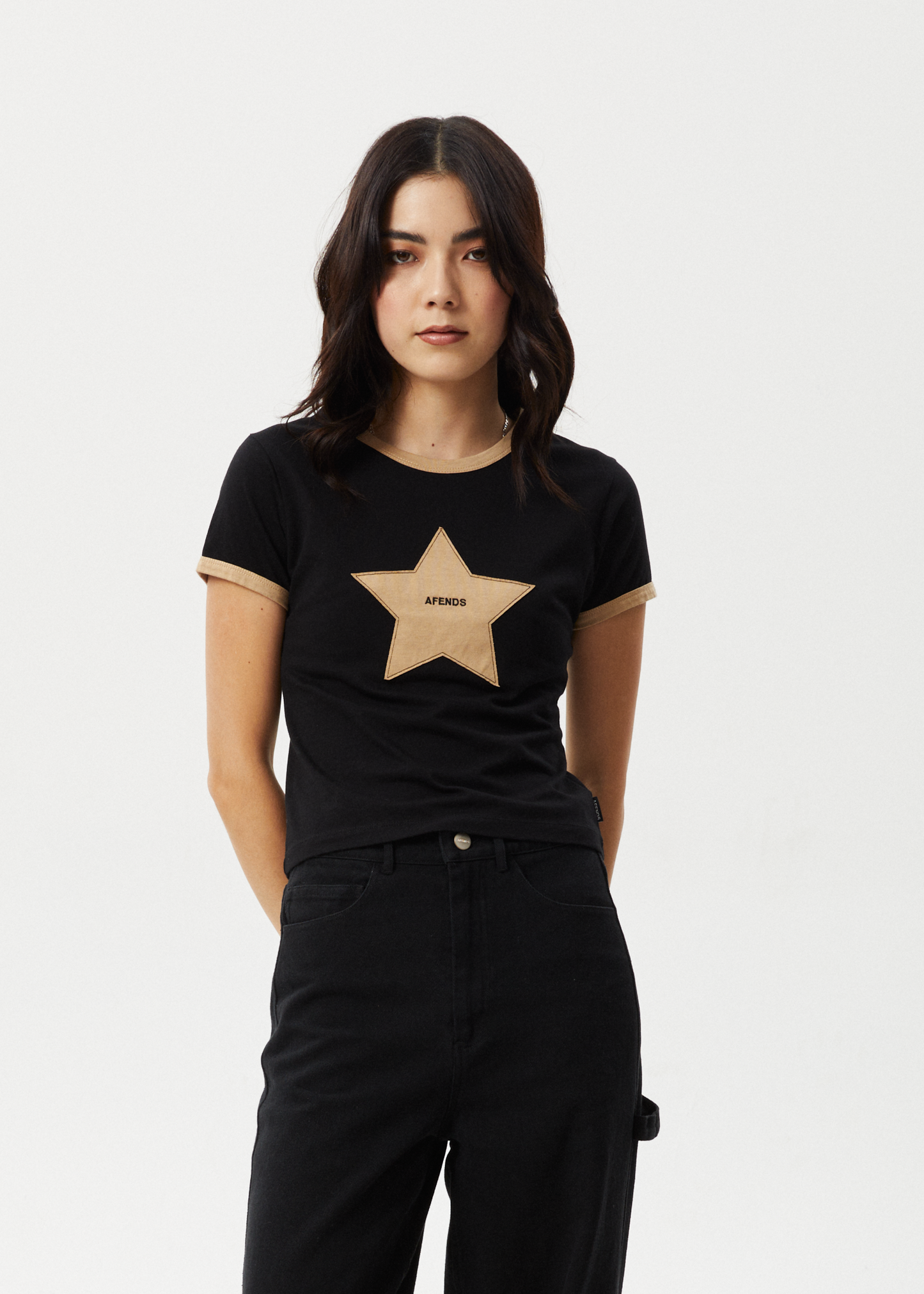 Affend Womens Aster - Baby T-Shirt - Black