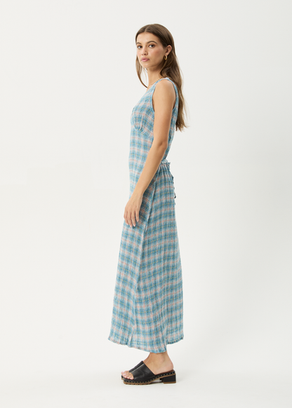 Affend Womens Position - Seersucker Check Maxi Dress - Lake Check