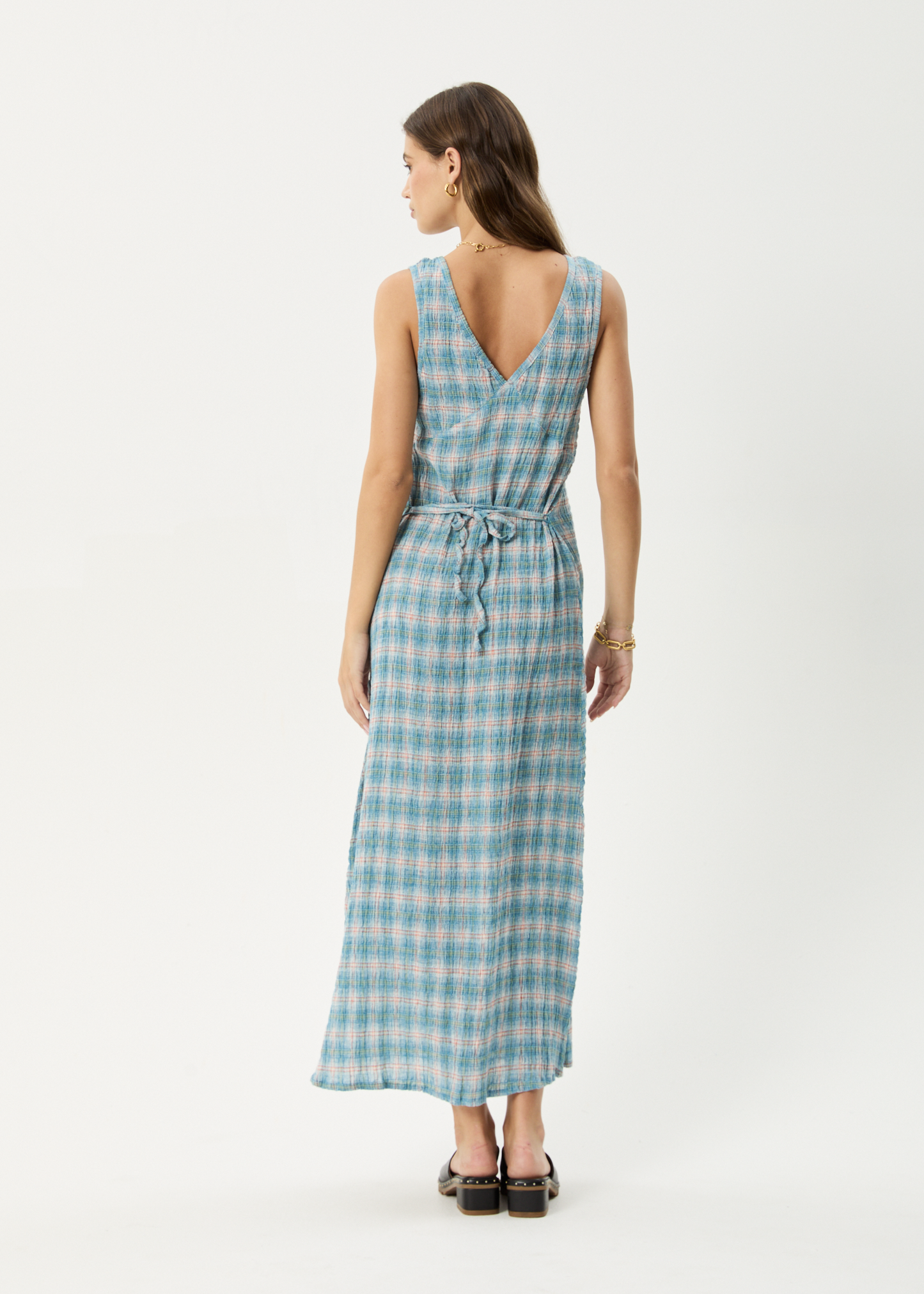 Affend Womens Position - Seersucker Check Maxi Dress - Lake Check