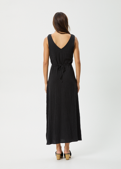 Affend Womens Focus - Seersucker Maxi Dress - Black