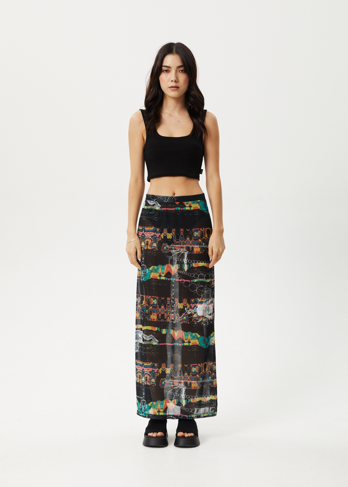 Affend Womens Astral - Sheer Maxi Skirt - Black