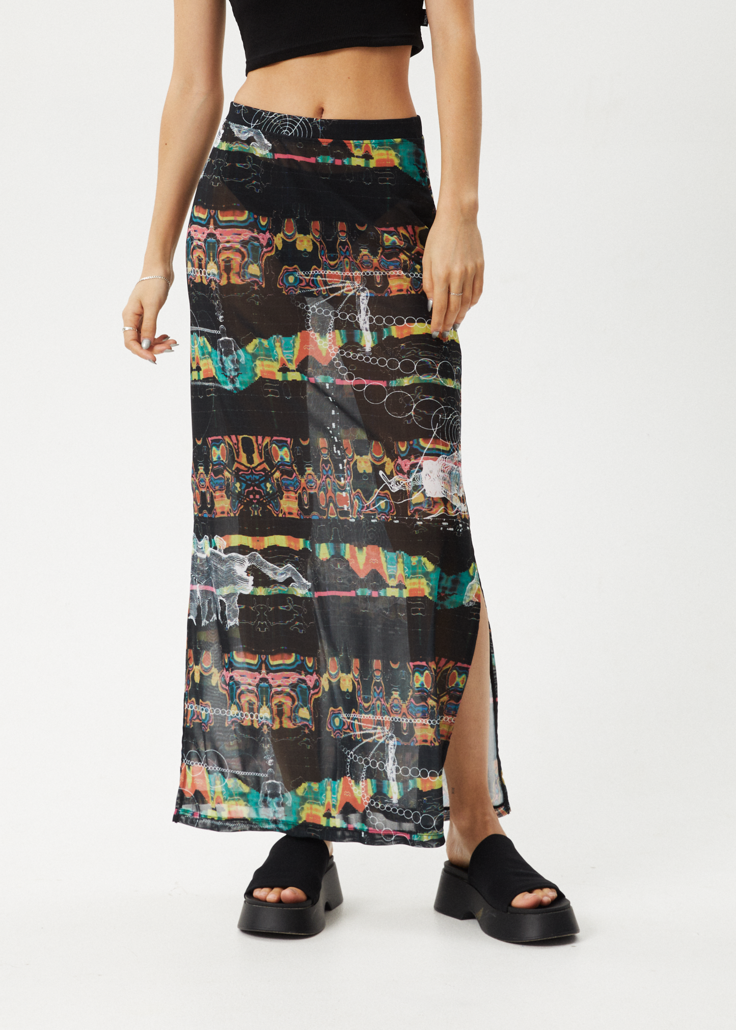 Affend Womens Astral - Sheer Maxi Skirt - Black