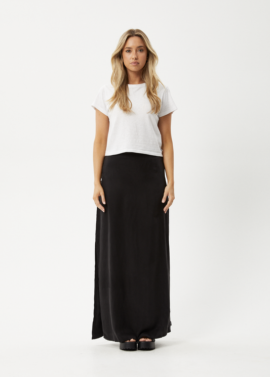 Affend Womens Grace - Cupro Maxi Skirt - Black