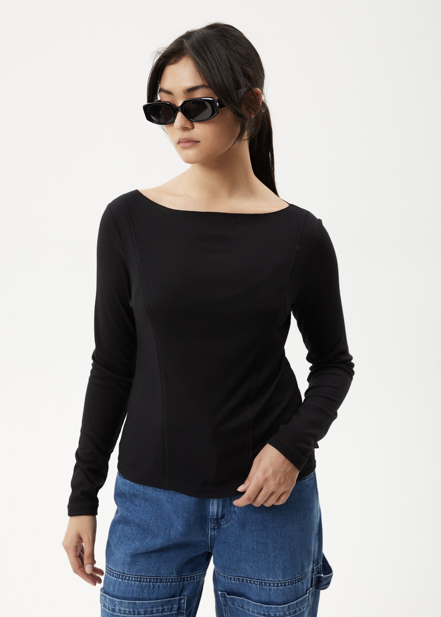 Affend Womens Mirage Bamboo - Sheer Long Sleeve Top - Black