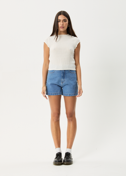 Affend Womens Focus - Seersucker Top - Off White