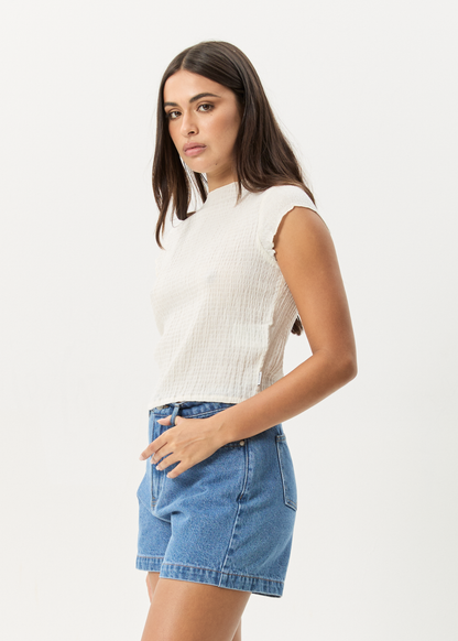 Affend Womens Focus - Seersucker Top - Off White