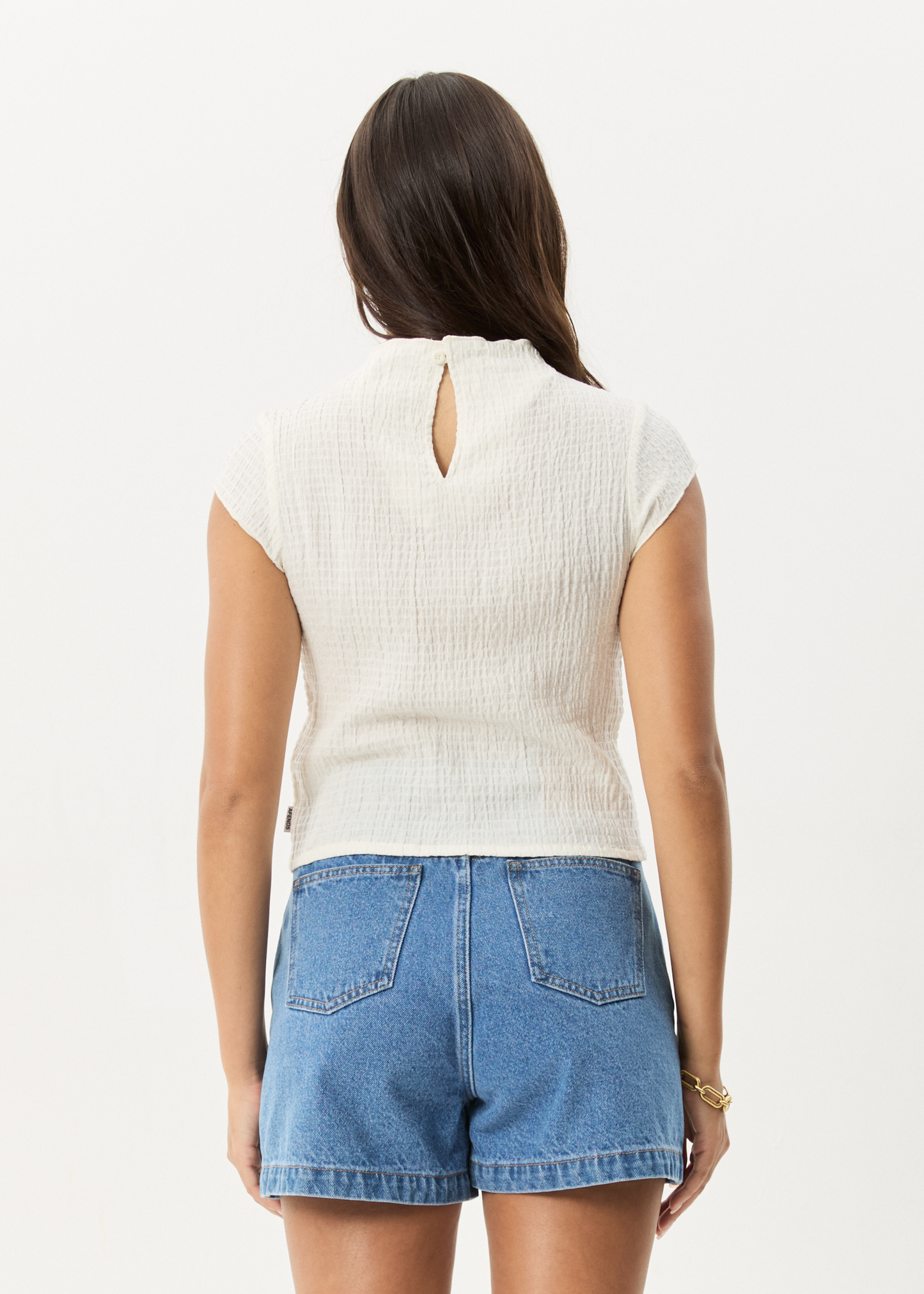 Affend Womens Focus - Seersucker Top - Off White