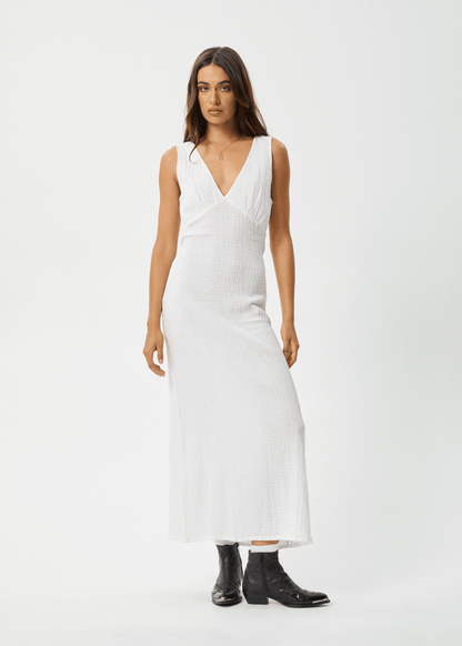 Affend Womens Focus - Seersucker Maxi Dress - White