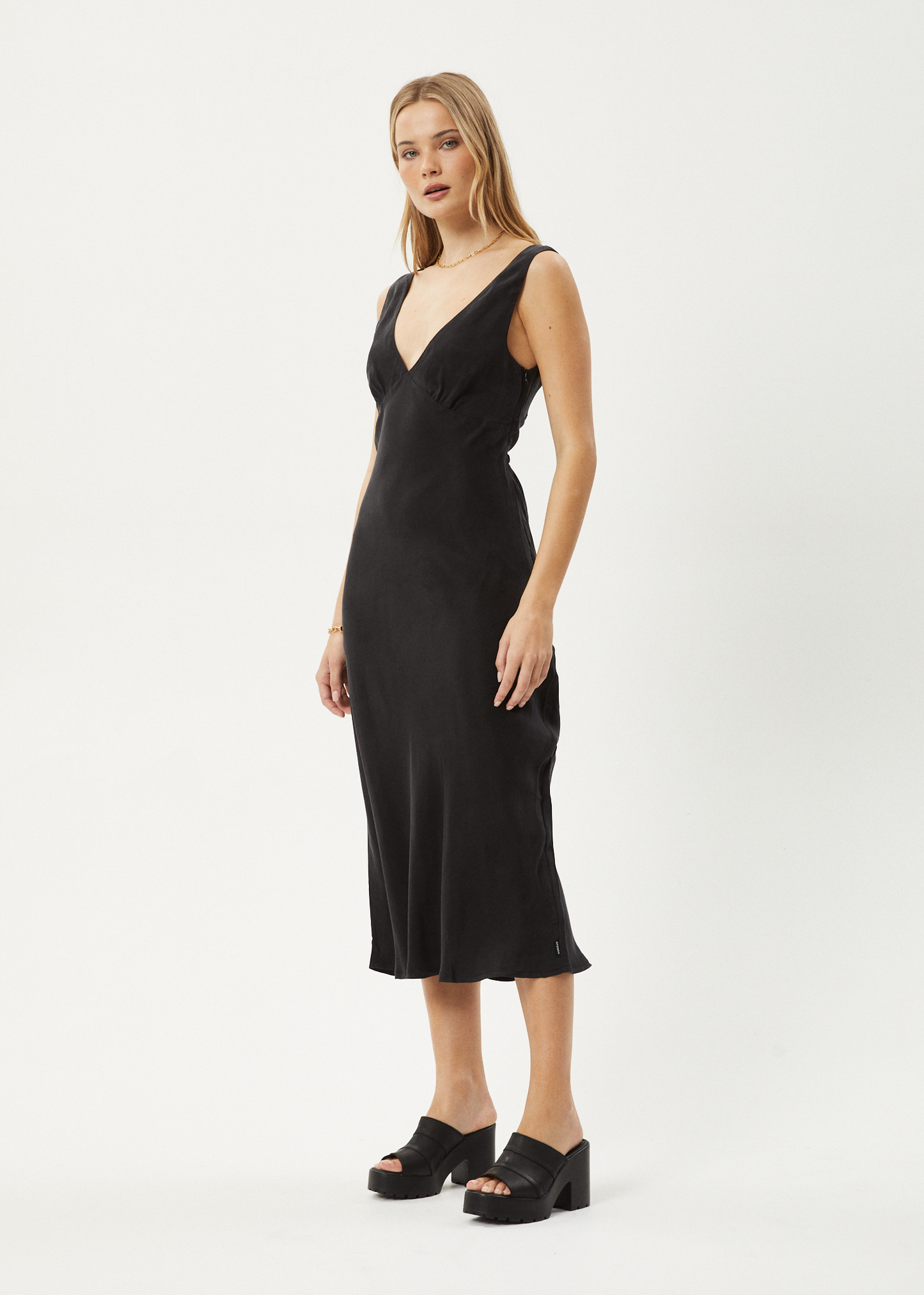 Affend Womens Gia - Cupro Maxi Dress - Black