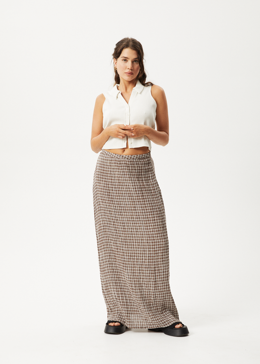 Affend Womens Base - Seersucker Check Skirt - Coffee Check