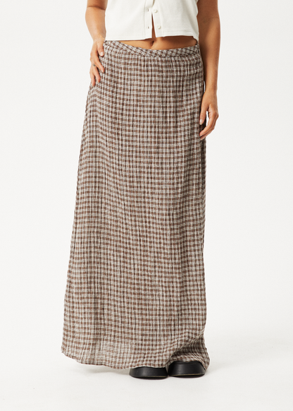 Affend Womens Base - Seersucker Check Skirt - Coffee Check