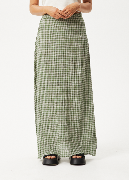 Affend Womens Base - Seersucker Check Skirt - Deep Green Check